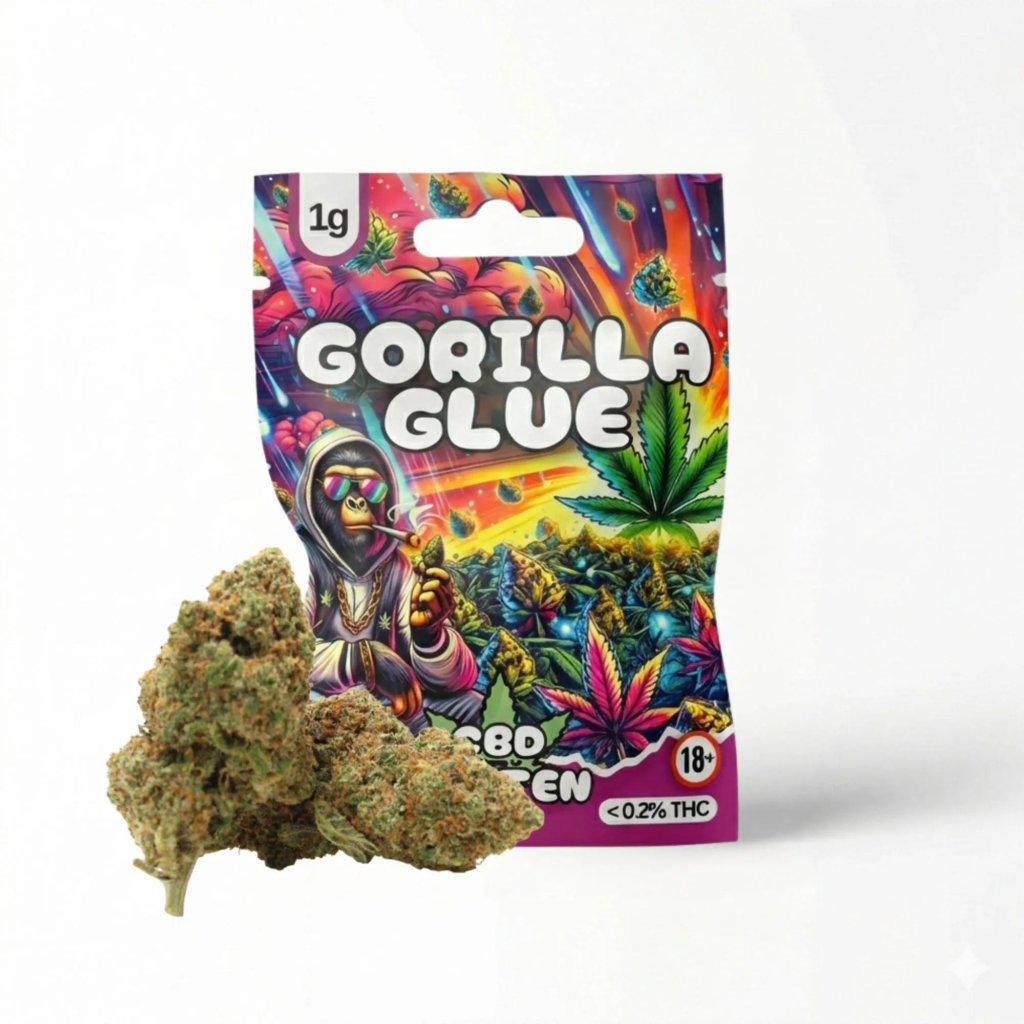 Gorilla Glue Strain getrocknete Blüten mit hoher Harzproduktion